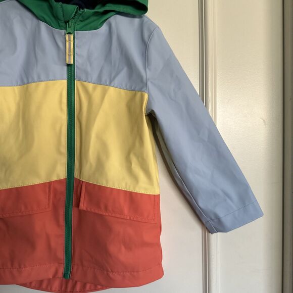 Cat & Jack 3T Caterpillar Rain Coat Jacket Color Block Blue Orange Hood Boys and - Picture 2 of 10